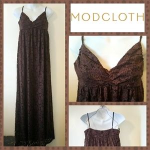 Modcloth Brown Lace Maxi Cami Dress L/XL